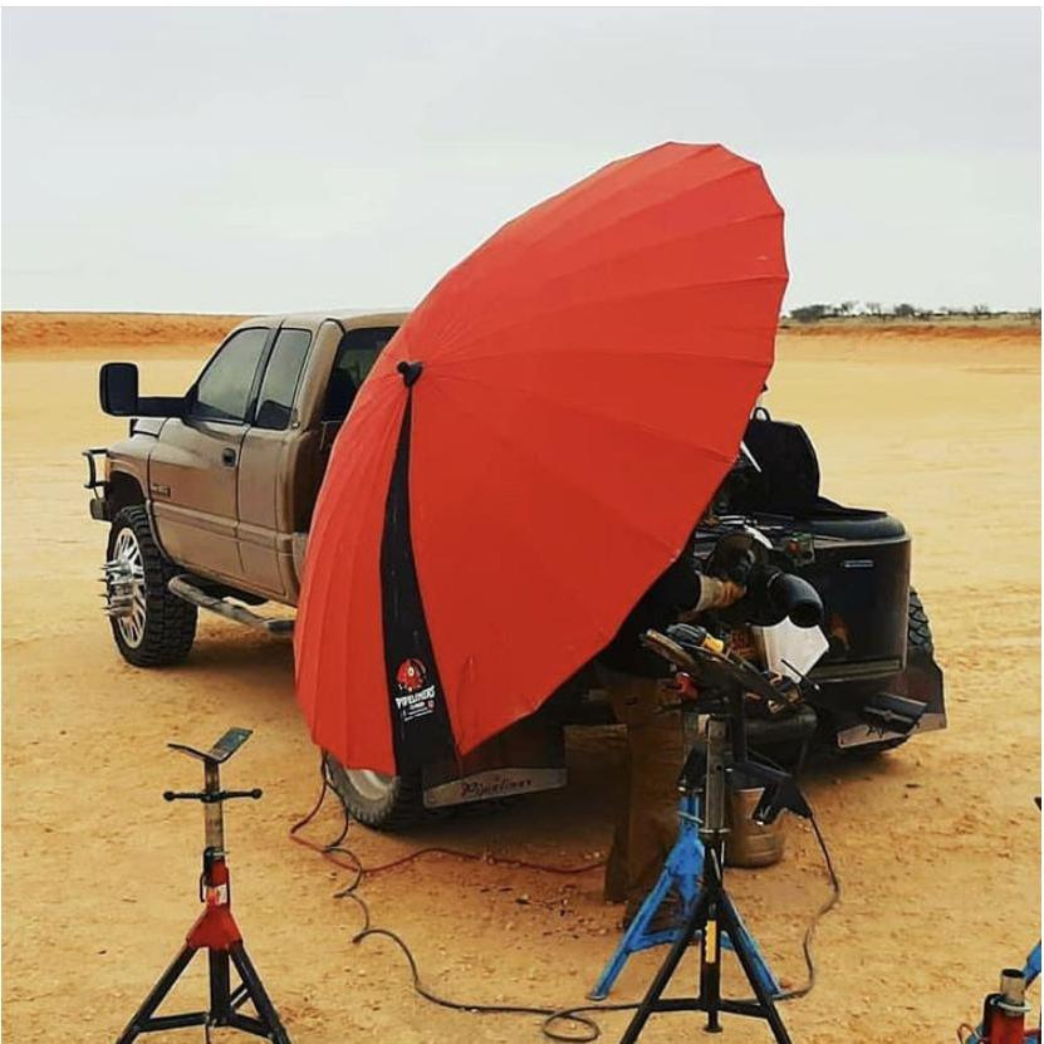 8' Red Pipeliners Cloud Umbrella