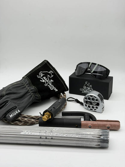 Royal Stick Welding Bundle Kit – #2 Flex Cable Whip Setup, 7018 Rods, Welding Gloves, Safety Glasses & Tape Measurer
