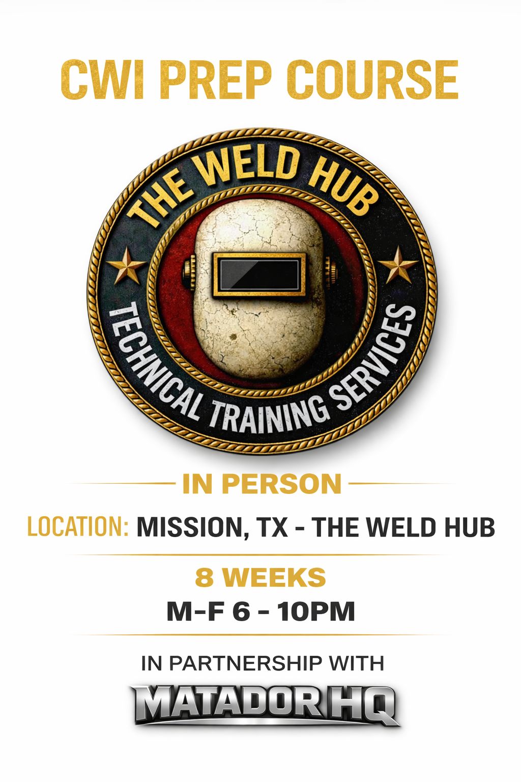 CWI Prep Course (AWS Certified Welding Inspector Training) | 4-Week In-Person Program – Mission, TX | The Weld Hub