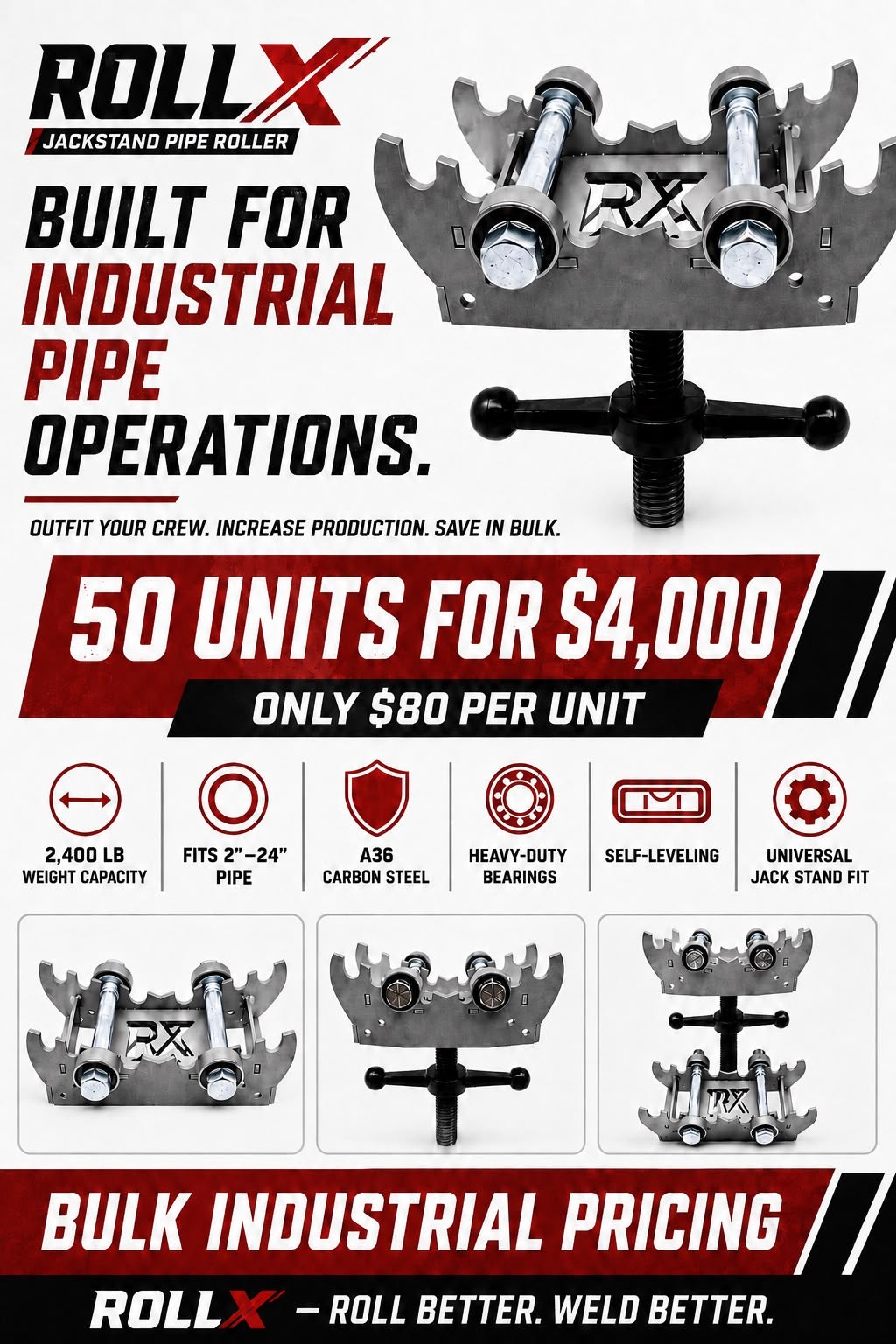 ROLLX Jack stand Pipe Roller